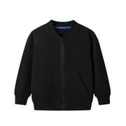 Toddler Boys Girls Bomber Jackets Long Sleeve Outwear Jacket Solid Color Pocket Baseball Sport Jacket Kids Fall Winter Coat,12M-5Y